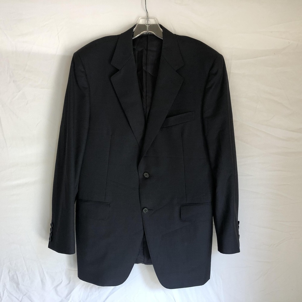 Canali Blazer Jacket Mens EU 50 Blue Check Wool Two Button Sport Coat Made Italy